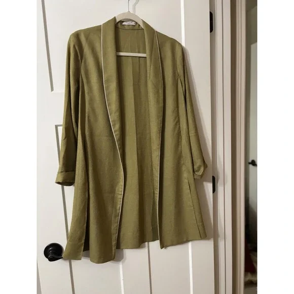 MM La Fleur The Dietrich Green Linen Blend‎ Blazer Pants Suit Set Mix M-8 - Picture 3 of 12